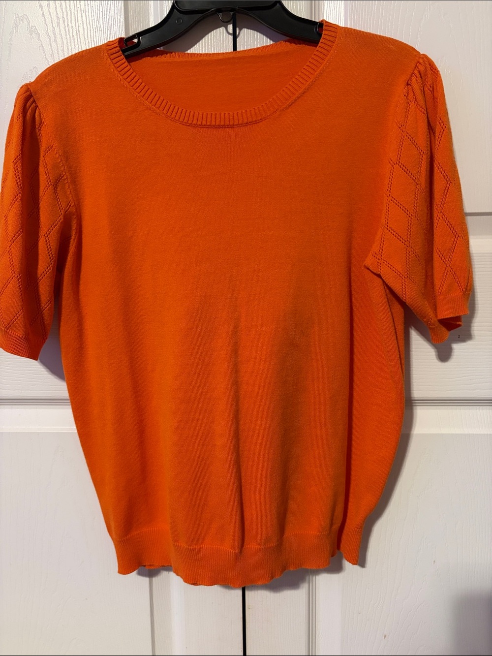 Women’s Short-Sleeve Orange Knit Sweater